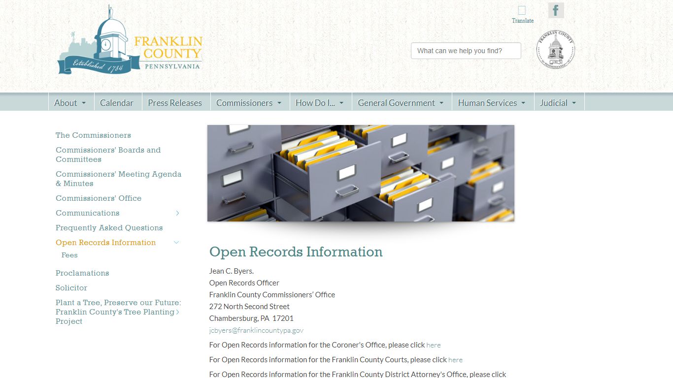 Open Records Information - Franklin County, Pennsylvania