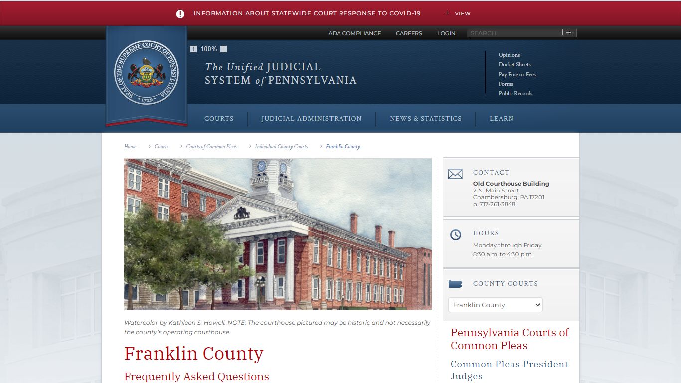 Franklin County | Individual County Courts - Judiciary of Pennsylvania